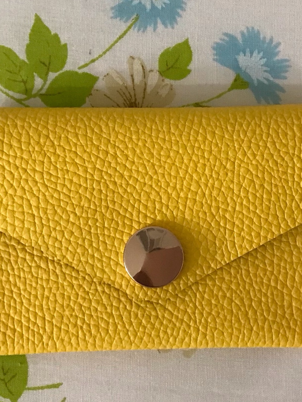 Handmade Bright Yellow Pebble-Grain Envelope Wallet Cardholder
